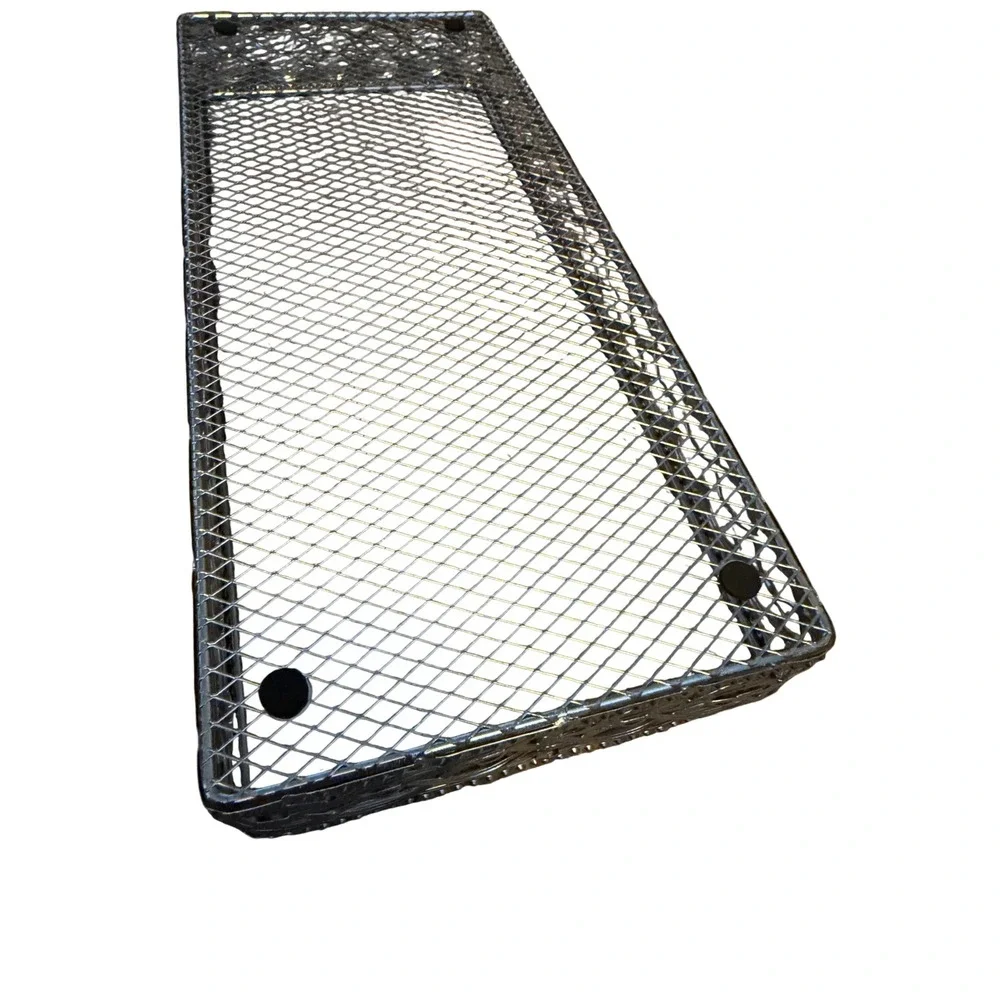 Vintage Silver Tone Mesh Vanity Tray Rectangular Filigree Lattice Organizer